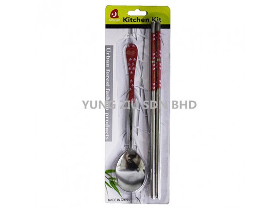 X-201#2PCS CUTLERY SET(SPOON + CHOPSTICKS)(XING YUE)